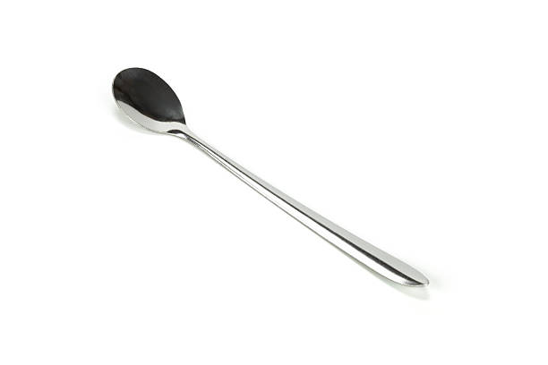 istock Elegant silver metal spoon for tea or coffee. Realistic cutlery utensil or tableware object for dining or restaurant concepts. isolated on white background with clipping path. 2224304550