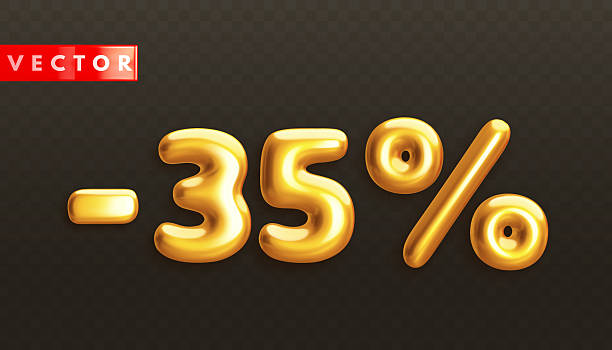 istock Minus 35. Metallic thirty five percent. Golden 3d off discount number 2224306385