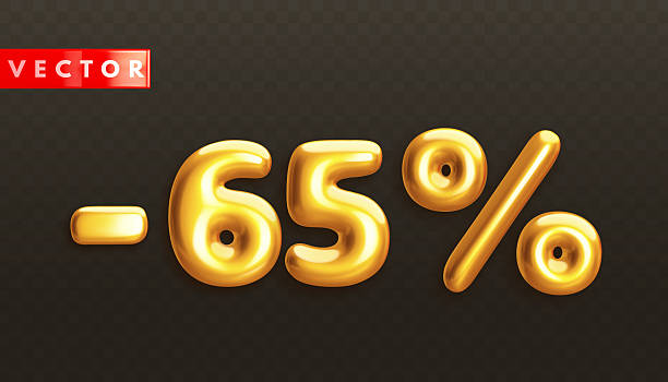 istock Minus 65. Metallic sixty five percent. Golden 3d off discount number 2224306392