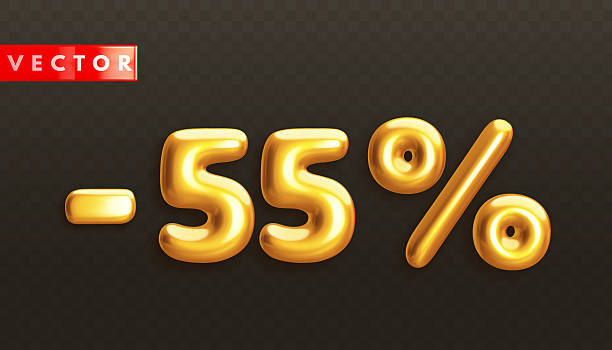 istock Minus 55. Metallic fifty five percent. Golden 3d off discount number 2224306404