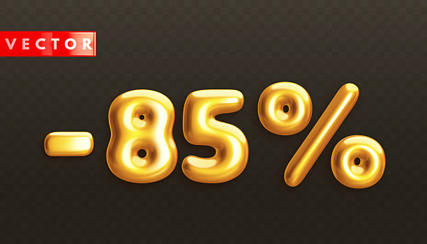 istock Minus 85. Metallic eighty five percent. Golden 3d off discount number 2224306410