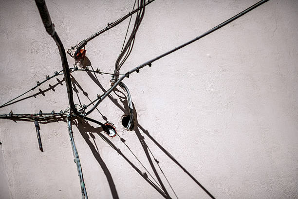 Wires on italian building facade
