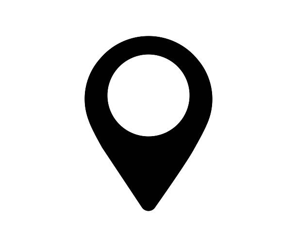 Black location pin symbolizing navigation and direction in digital maps. Marker, Destination Symbol, Pointer, Position sign. Flat style, GPS location symbol vector design and illustration.