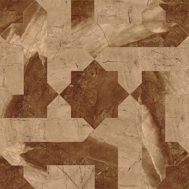 istock Marble and Concrete Geometric Tile Texture. Wooden Parquet with Stone Surface Background. Luxury Decorative Tile Pattern for Interiors. 2224330643