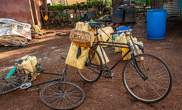 istock Bicycles stacked with empty jerricans, Moroto, Karamoja, Northeastern Uganda 2224335432