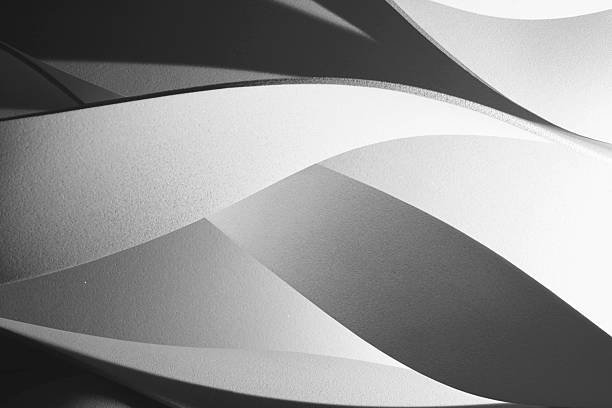 Abstract, wavy shapes in black and white, texture background