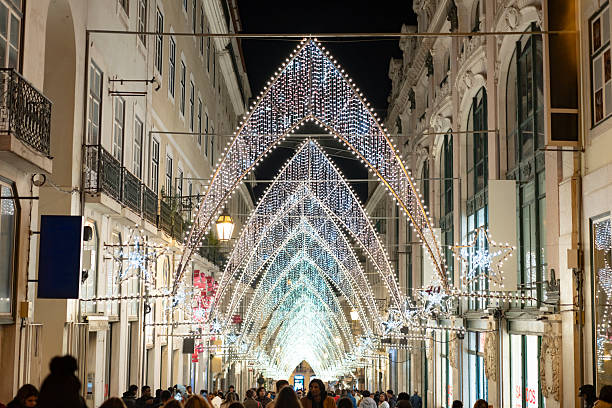 istock Lisbon's main street with New Year's decorations 2224388074