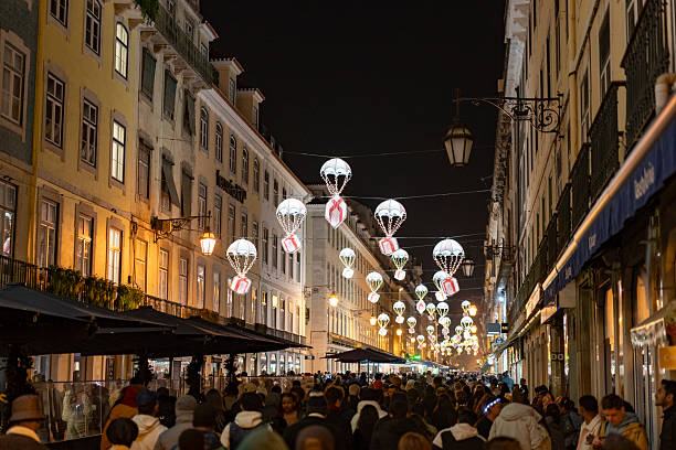 istock Lisbon streets with New Year's decorations 2224388409