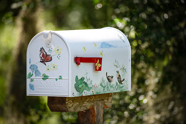Mailbox Colored with Flowers and Butterflies
