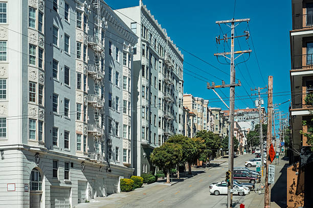Iconic Victorian architecture, featuring bay windows and ornate facades wich defining trait of the city's eclectic design. San Francisco, California, USA