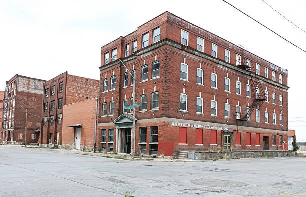Old factory buildings in Kansas City, Missouri in the West Bottoms district