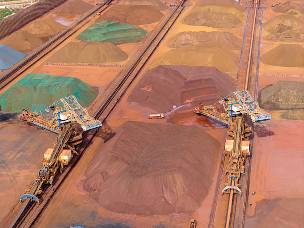 istock Colorful iron ore transshipment commercial terminal put into operation 2224395936