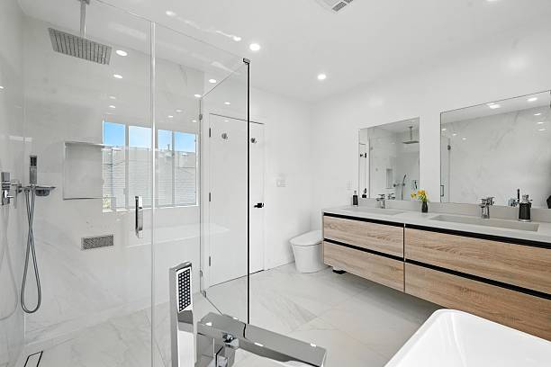 istock Elegant Contemporary Bathroom with Standalone Tub 2224398096