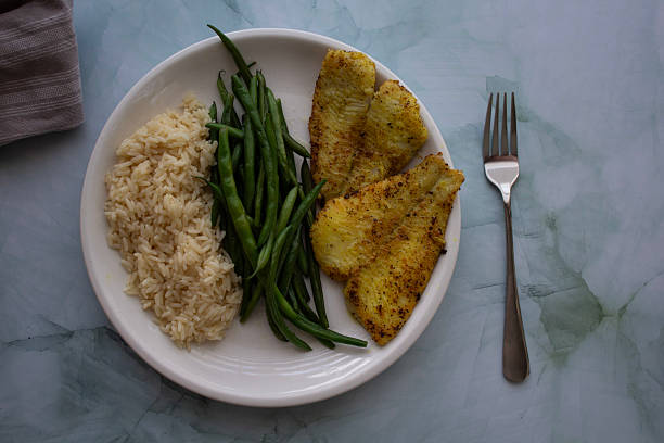 Pan-Seared Sole Fillet with Green Beans and Rice