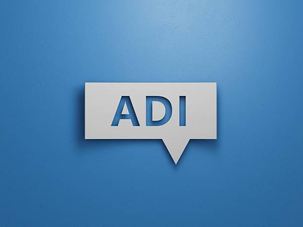 istock Lettering adi on Speech Bubble.Minimalist Abstract Design With White Cut Out Paper.3D rendering on blue background. 2224400228