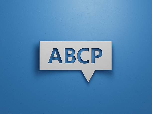 istock Word abcp on Speech Bubble with copy space.Minimalist Abstract Design With White Cut Out Paper.3D rendering on blue background. 2224400232
