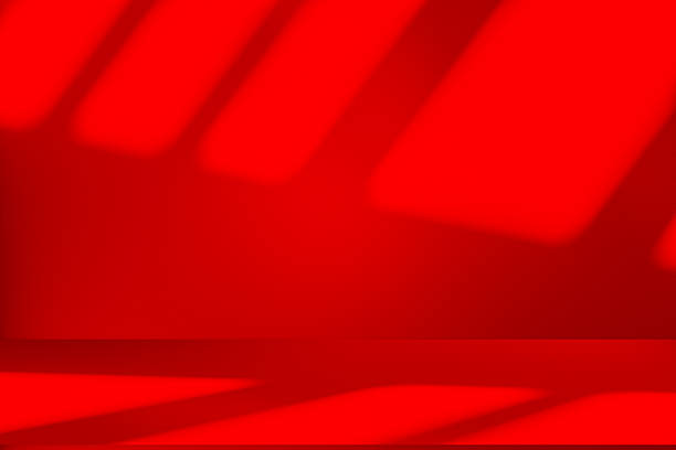 istock Studio style background wall decoration presentation uses white and red tones. with shadows cast from a nearby window, concept creating a decorative 2224404441