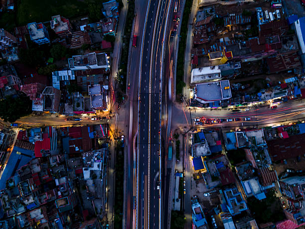 istock Drone view of night ringroad highway 2224408339