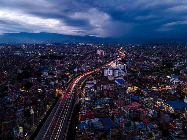 istock Drone view of night ringroad highway 2224408347