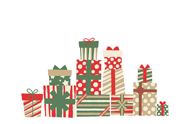 Vector illustration of a pile of gift boxes