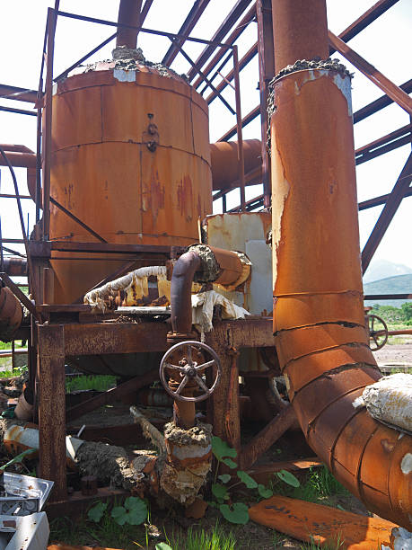 istock Rusty pipes on abandoned powerplant 2224424520