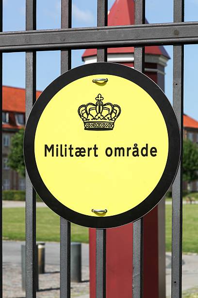 istock Military area signboard on a fence in Danish language 2224430790