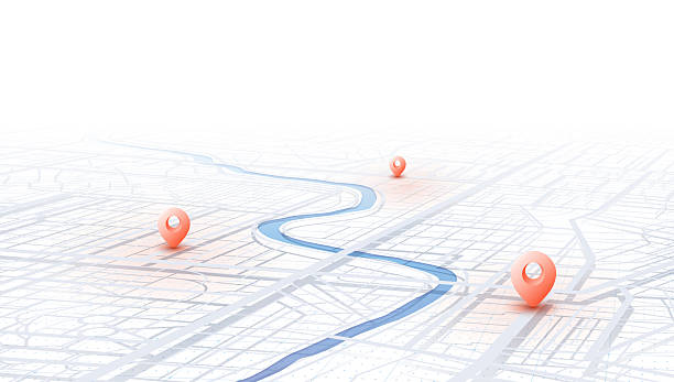 istock GPS navigation to pins and multiple markers on route. City map featuring directional signs, an intended goal point. Abstract plan highlights POI city streets. Vector illustration with designated route 2224430797