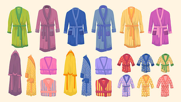 istock Cartoon Color Different Adult and Childrens Bathrobe Set. Vector 2224432669