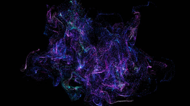 istock Purple particles moving background. Slow energy flying particles with glow effects. 2224448343
