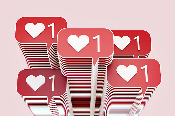 istock Like Icon Social Media Notification on Speech Bubble with Layered Pattern 2224451098