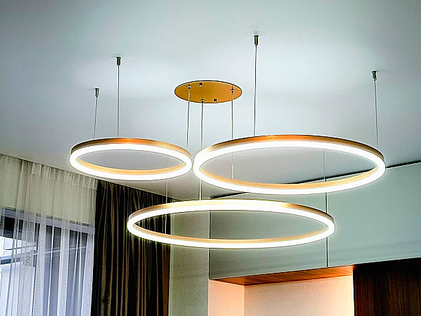istock Beautiful modern chandelier in high-tech style. 2224456075