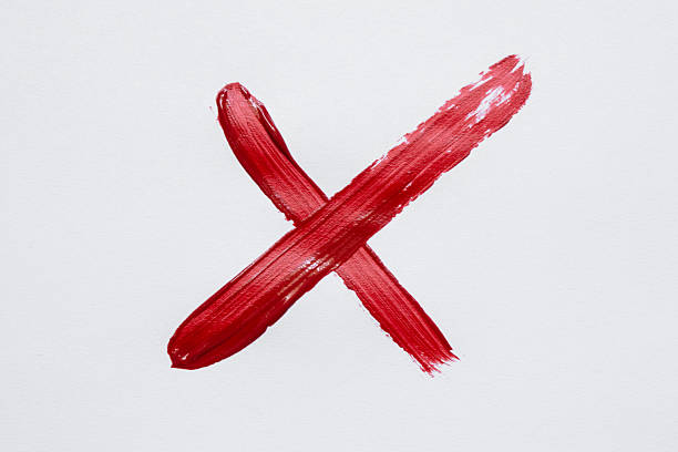 istock Red watercolor X on white background, sign of error 2224461183