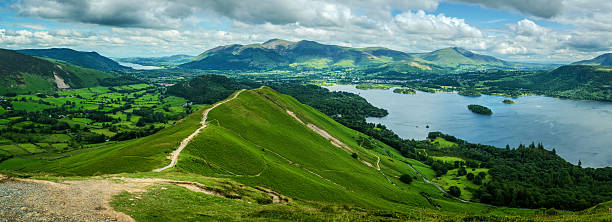 istock A panoramic view from the summit of Catbells reveals the ascending ridgeline stretching below 2224475238