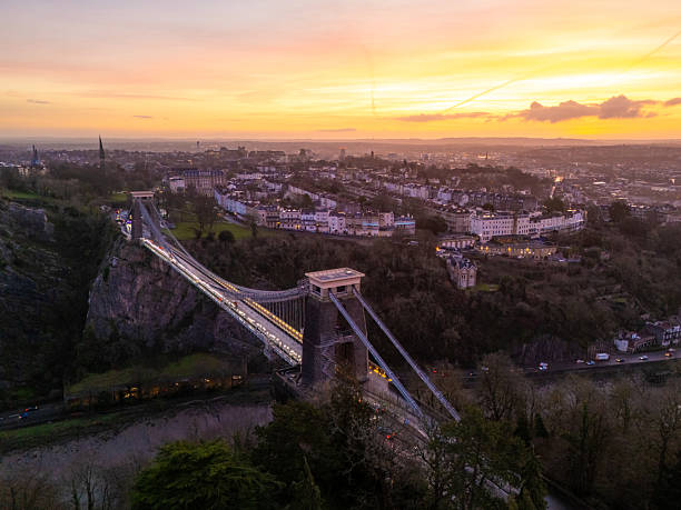 istock Clifton suspension bridge at sunset with traffic flowing smoothly 2224478699