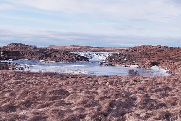 Waterbody in iceland grass