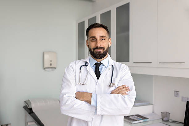 istock Positive handsome Hispanic medical practitioner man posing for portrait 2224483965