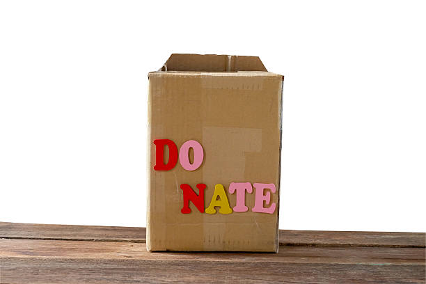 Box of Things for Donate with Donation label.
