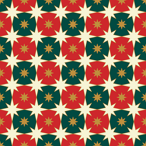 Geometric Background pattern seamless with geometric stars. Gold luxury color. Christmas background. Stock illustration