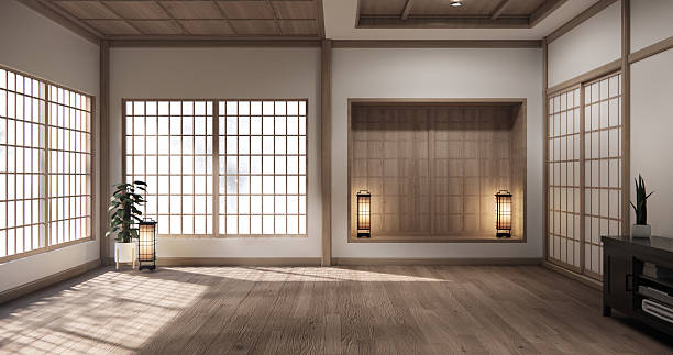istock Mock up Cabinet design on earth tone wood room interior modern style .3D rendering 2224493424