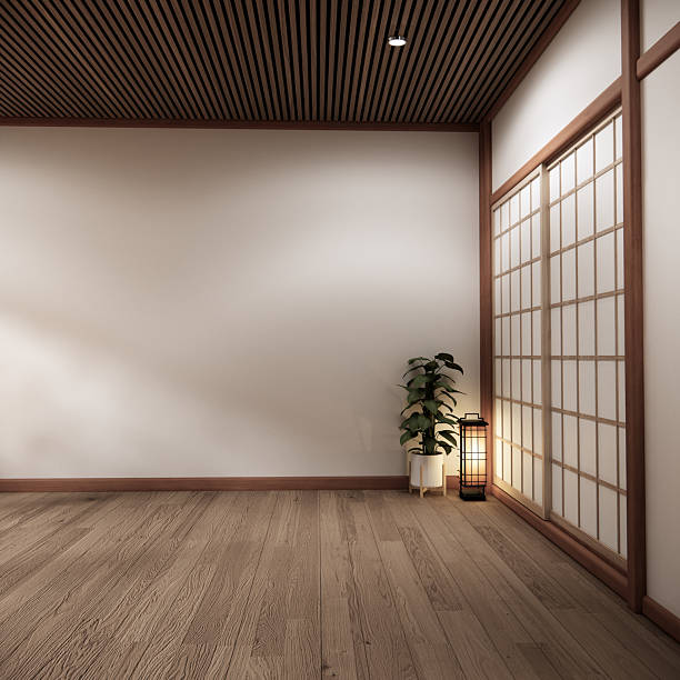 istock Tatami mat floor, room japanese traditional style. 3D rendering 2224493964