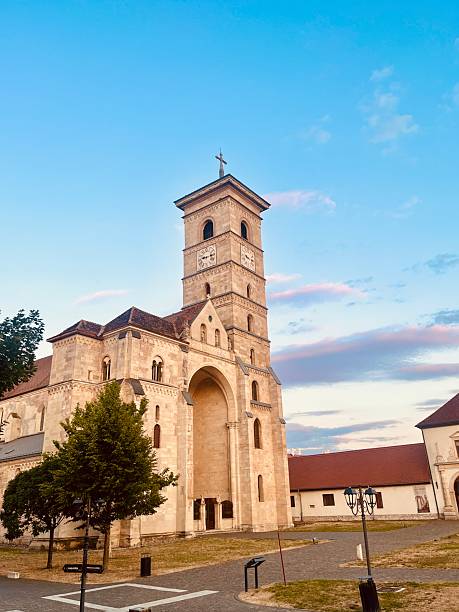 istock Romanian Catholic church under the sunset 2224495648
