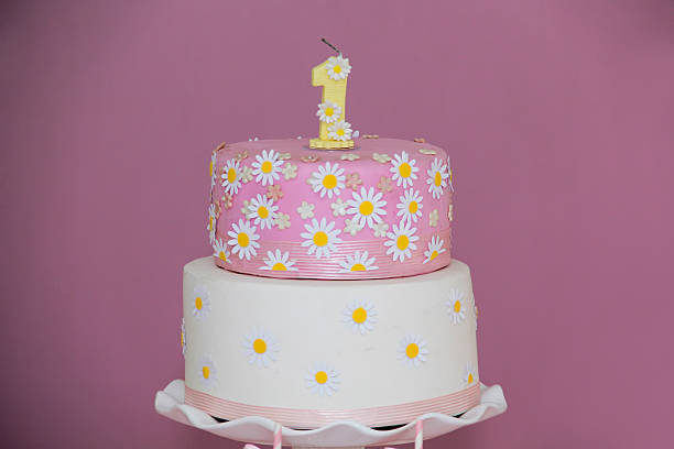 istock Delicate pink cake for 1st birthday with charming decoration 2224497776