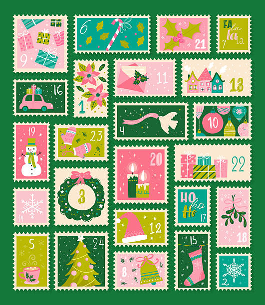 istock Cute hand drawn Christmas advent calendar. Lovely doodle drawings, vector design 2224499739