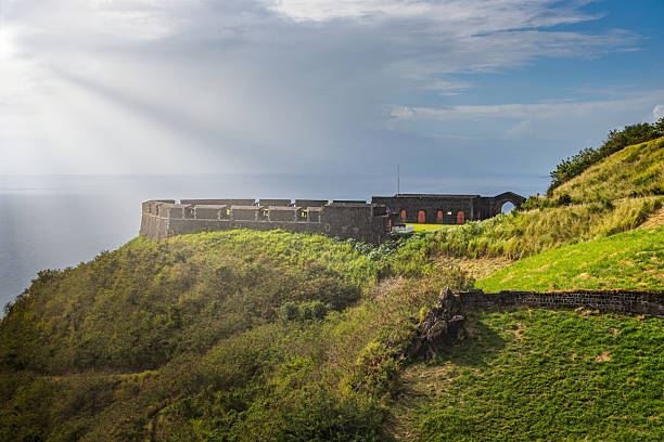 Roseau, Dominica: the British garrison at Morne Bruce was established in the 18th century as a military outpost to protect the colony from potential attacks, particularly from the French. Perched on a hill overlooking the capital and the coastline, the site offered a commanding view of Roseau Bay, making it an ideal location for monitoring and defense. The garrison included barracks, storage facilities, and fortifications, some remnants of which are still visible today. Morne Bruce remains a significant historical site, preserving elements of Dominica's colonial past while offering visitors insights into the island’s military history and its role in the broader Caribbean conflicts of the colonial era.