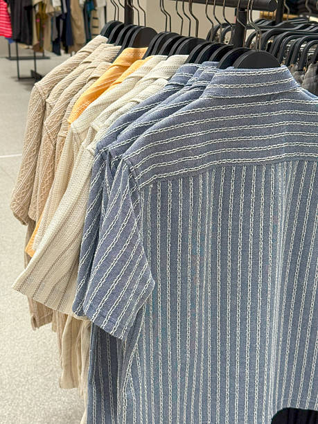 istock Organized Shirt Rack with Mixed Patterns and Earth Tone Palette 2224504075