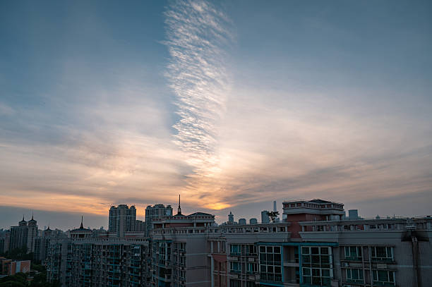 Dusk sunset over the city