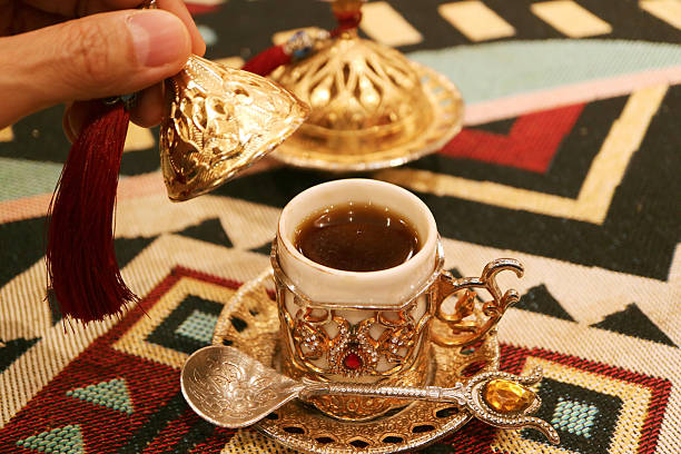 Cup of Hot Turkish Coffee Served on the Table
