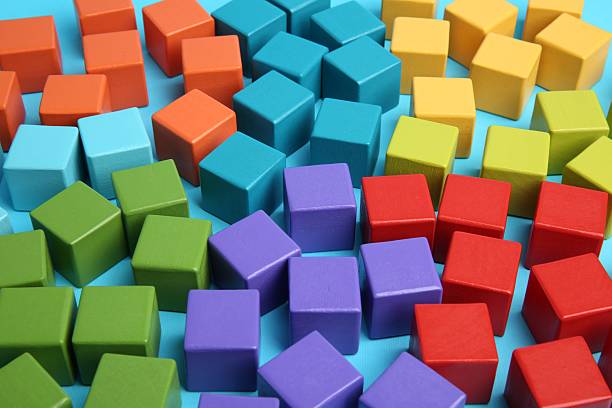 istock Many colorful cubes on light blue background 2224512795
