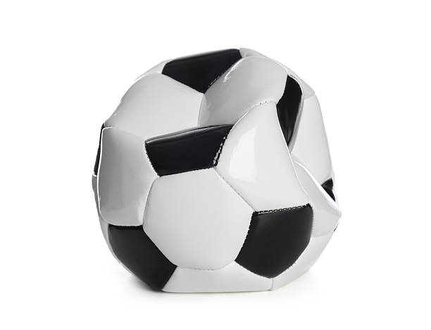 One deflated soccer ball isolated on white