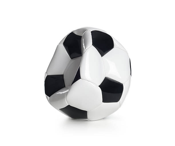 One deflated soccer ball isolated on white